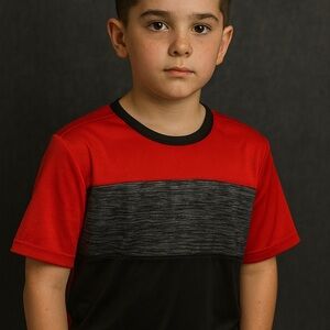 Place Tri-Color Red, Gray, and Black Tee